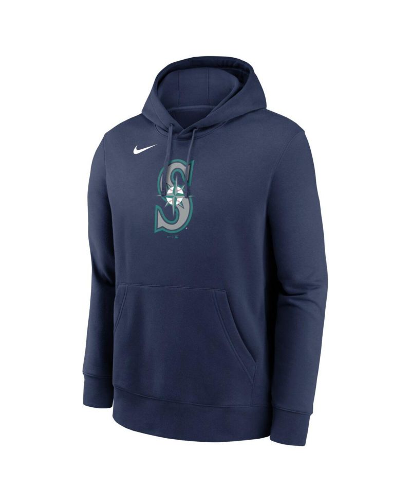 Men's Navy Seattle Mariners Logo Club Fleece Pullover Hoodie