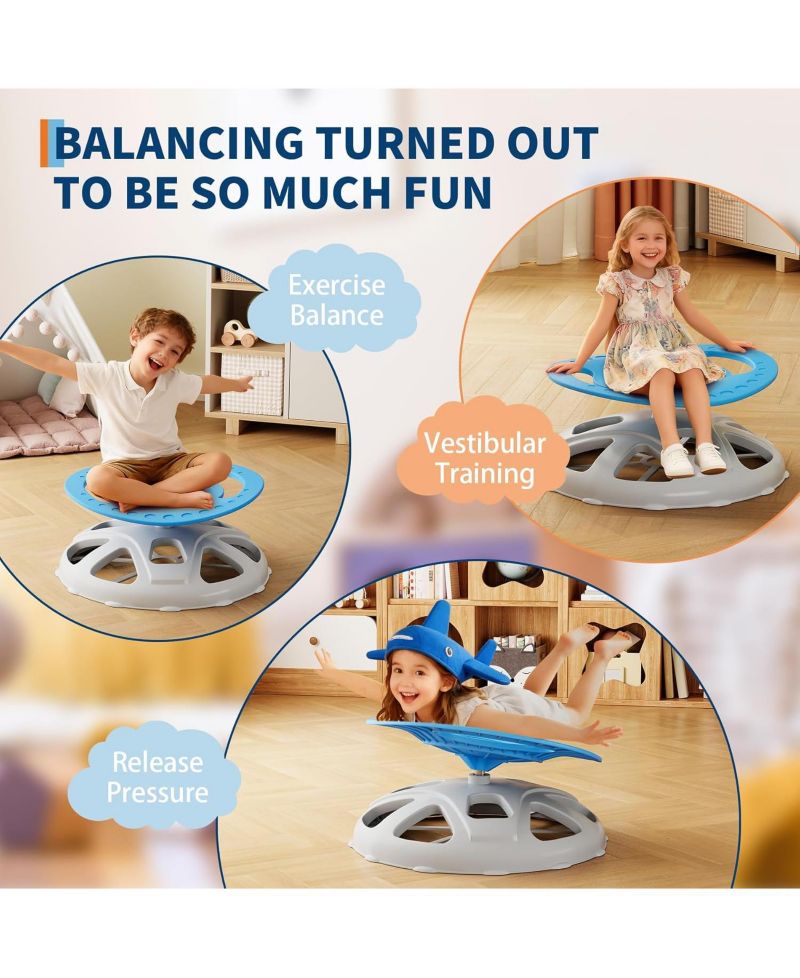 Kids Sensory Swivel Chair, Spinning Chair for Autistic Kids with Safety Handle and Non-Slip Design, Training Body Coordination