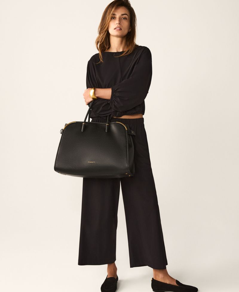 Women's 4-way Stretch Knit Boat Neck Balloon Sleeve Blouse