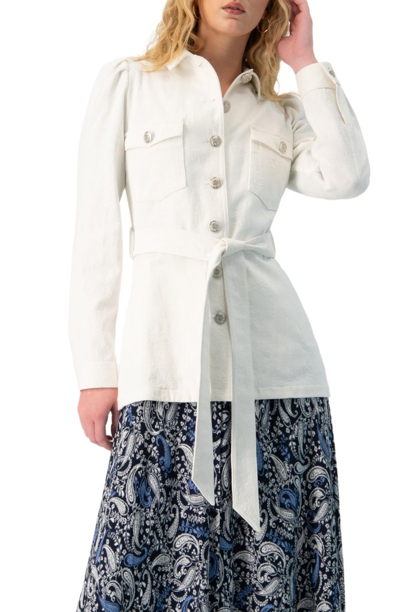 Women's Long Biker Jacket with Belt