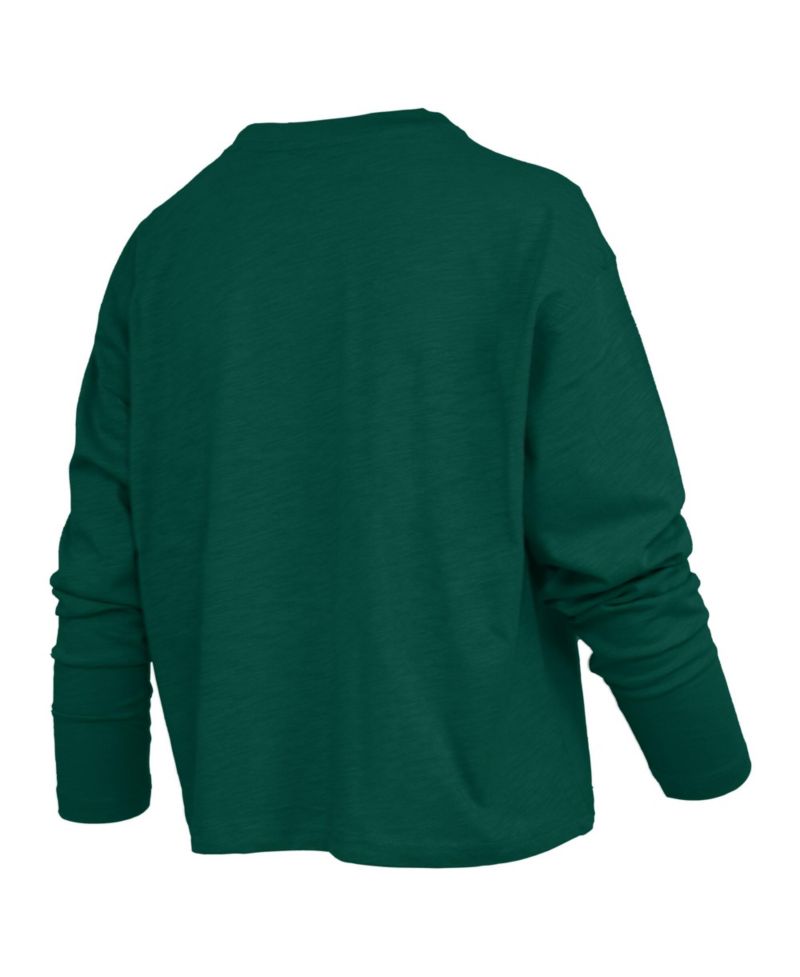 Women's Miami Hurricanes Motley Long-Sleeve Boxy Waist-Length Cotton-Blend T-Shirt