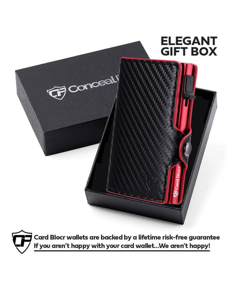 Men's Card Blocr RFID Blocking Card Holder Pop Up Wallet for Men - Minimalist Front Pocket Wallet with Internal Cash ID Storage