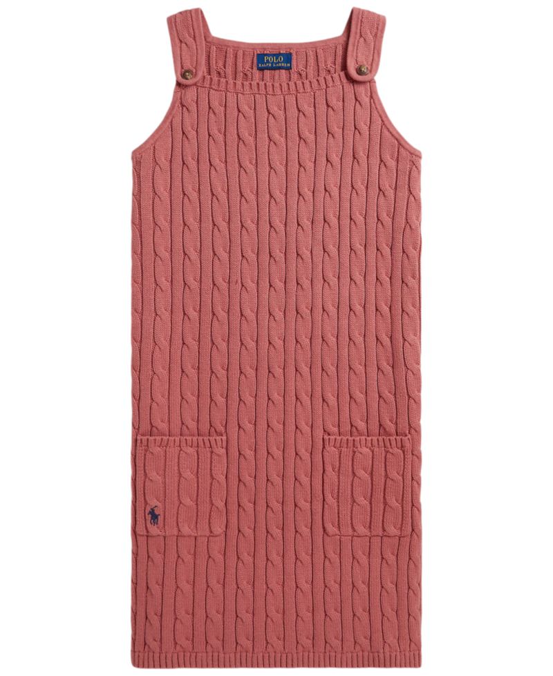 Girls' 7-16 Cable-Knit Cotton Sleeveless Sweater Dress