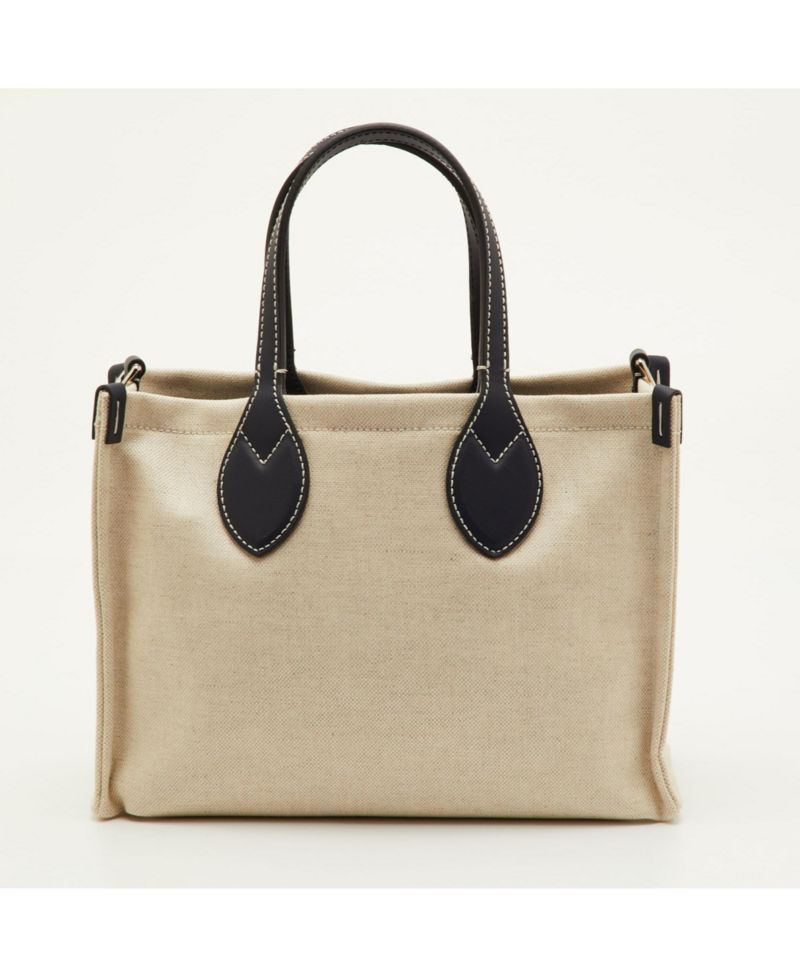 Women's Small Logo Print Canvas and Leather Tote
