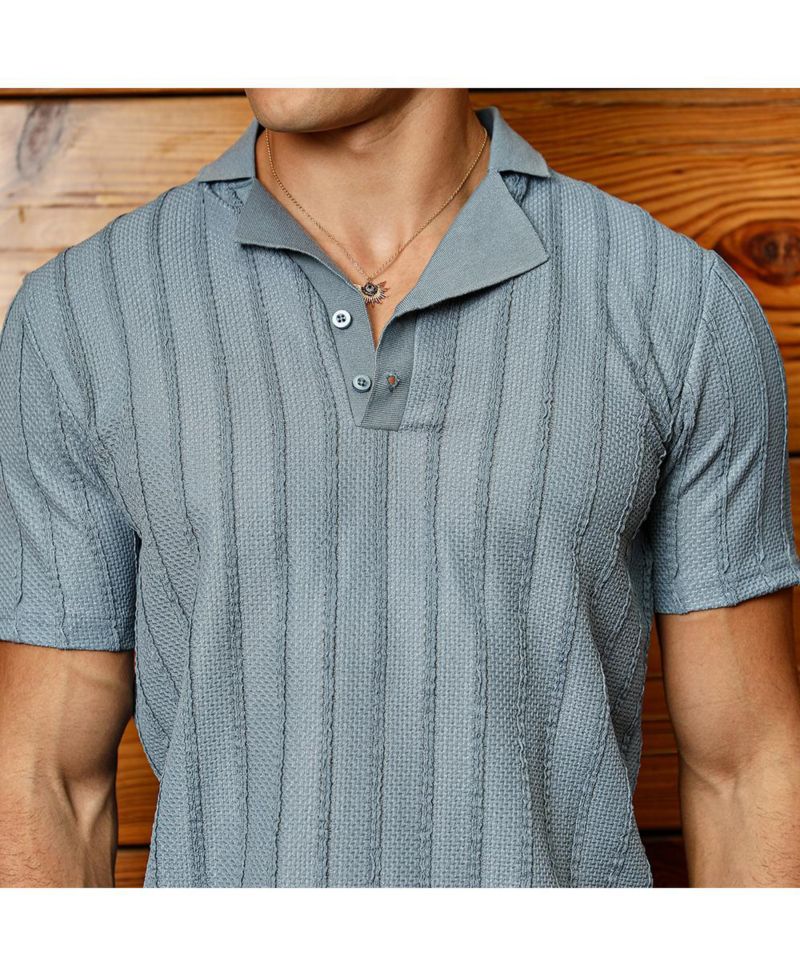 Men's Icy Blue Wicker-Tactitle Polo T-Shirt