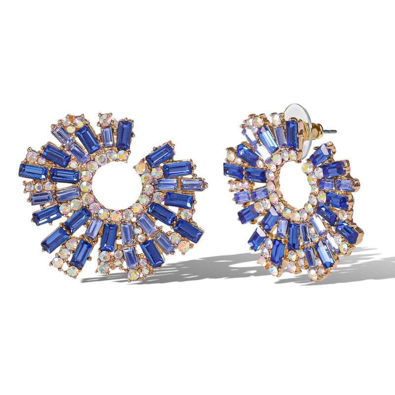 Royal Radiance Blue Crystal Burst Earrings