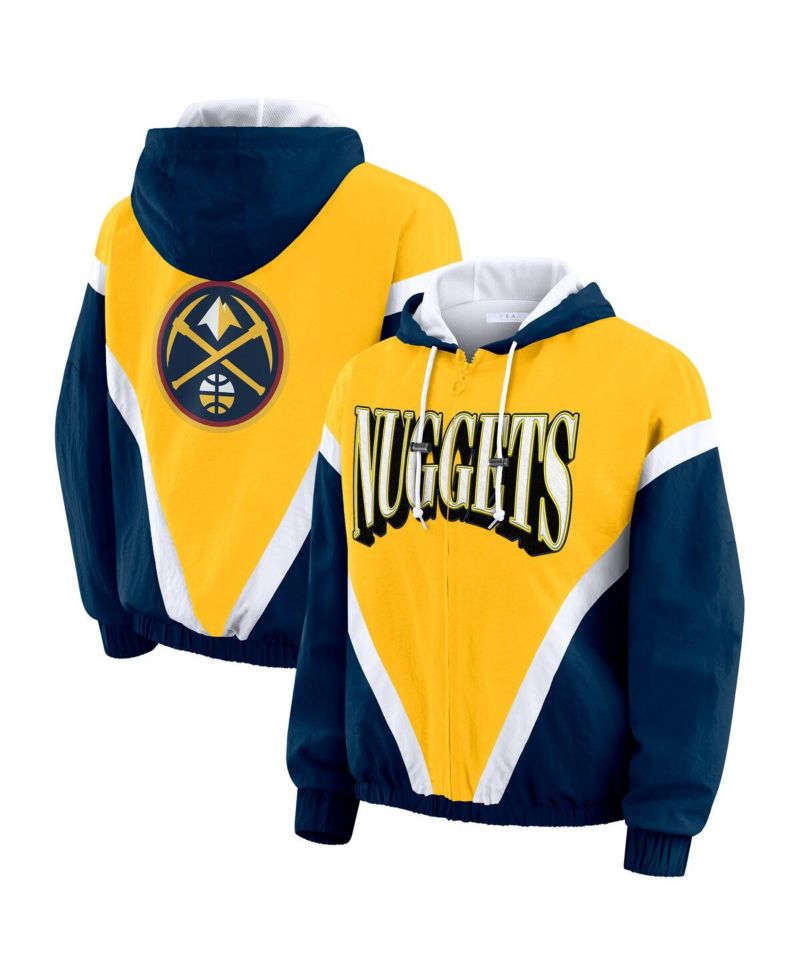 Women's Gold/Navy Denver Nuggets Color Block Full-Zip Hoodie Windbreaker Jacket