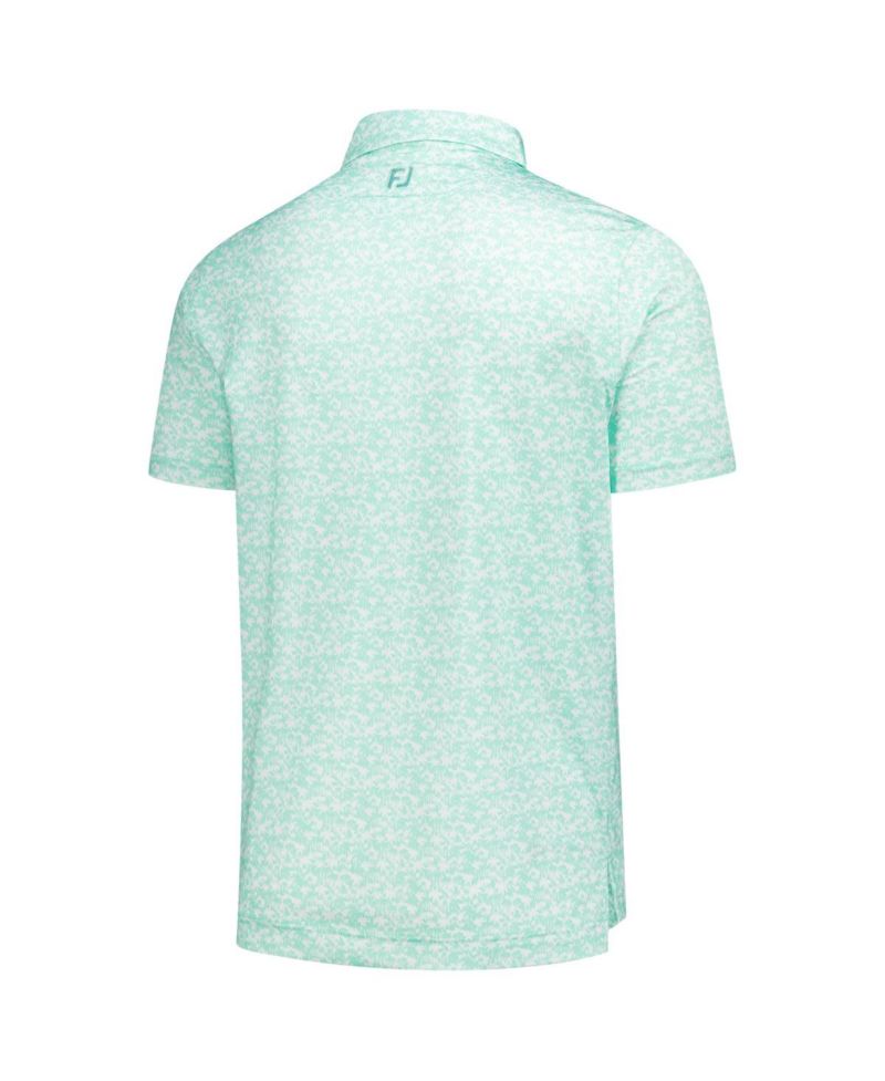 Men's Teal THE PLAYERS Hidden Palm Print Lisle Polo Shirt