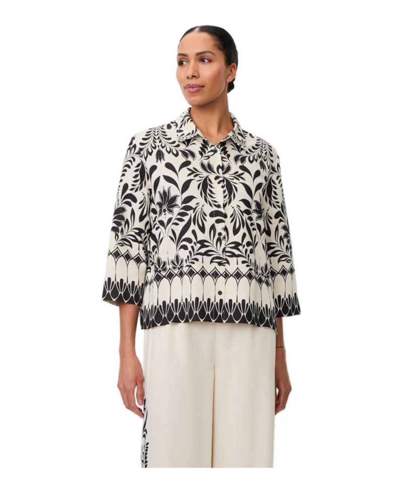 Women's Maisolde Garden Floral Boxy-Fit 3/4-Sleeve Shirt