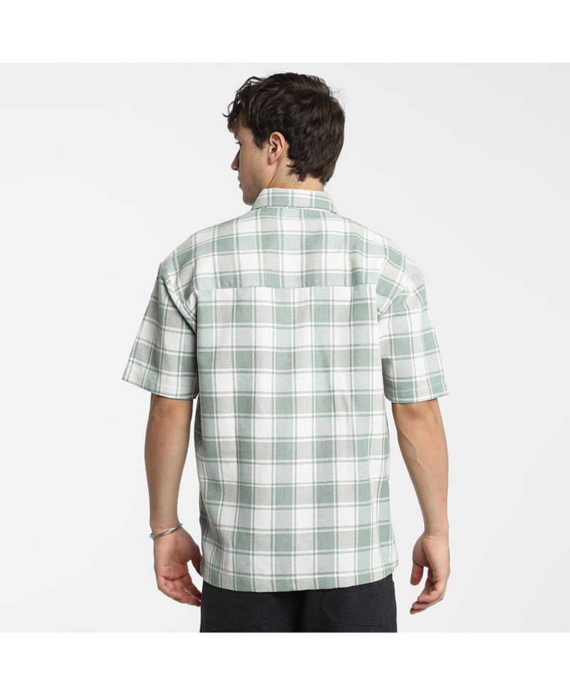 Men's Sage Green and Powder White Buffalo Check Shirt