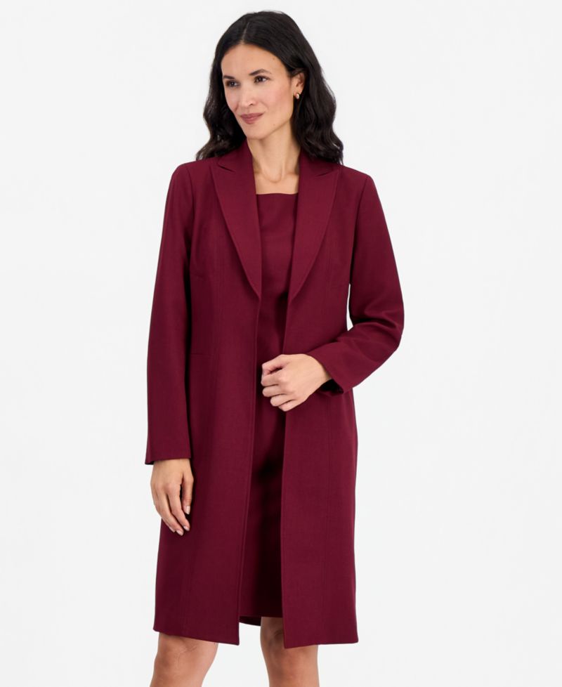 Women's Peak-Lapel Sheath Topper & Dress, 2-Piece Set