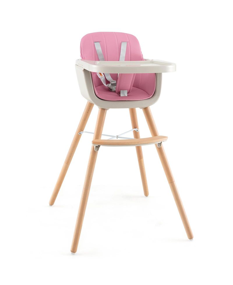 3-in-1 Convertible Wooden Baby High Chair with Cushion