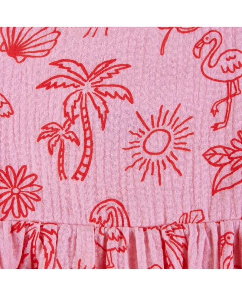 Toddler Girls Toddler/Child Pink Tropical Icon Print Gauze Dress