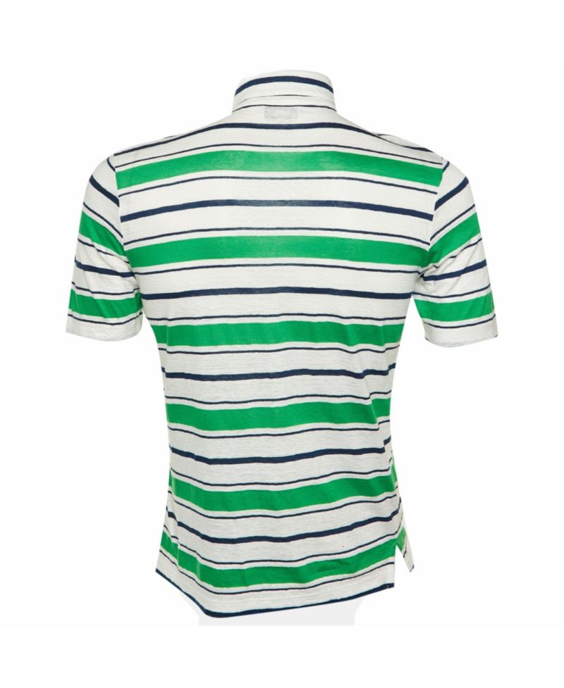 Pre-Owned HERMES Men's Striped Linen and Cotton Polo T-Shirt