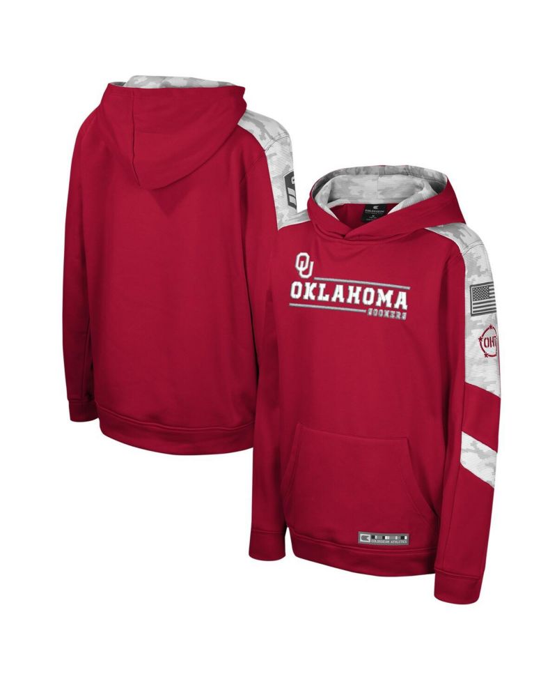 Big Boys Crimson Oklahoma Sooners OHT Military-Inspired Appreciation Cyclone Digital Camo Pullover Hoodie