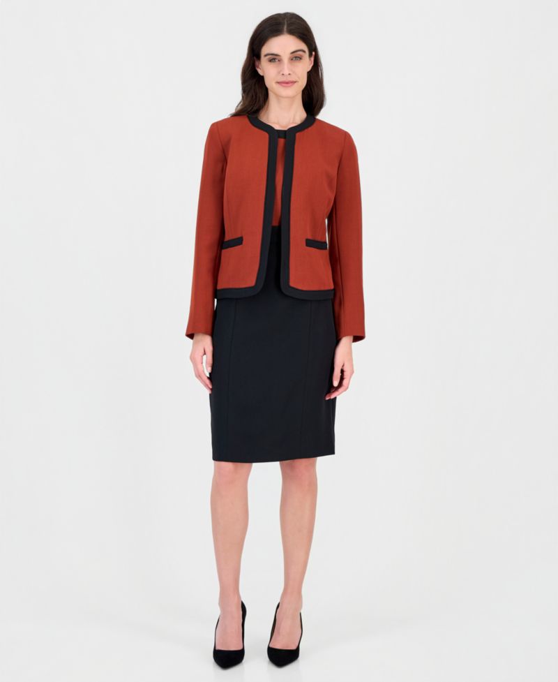 Women's Long Sleeve Stretch Crepe Framed Jacket
