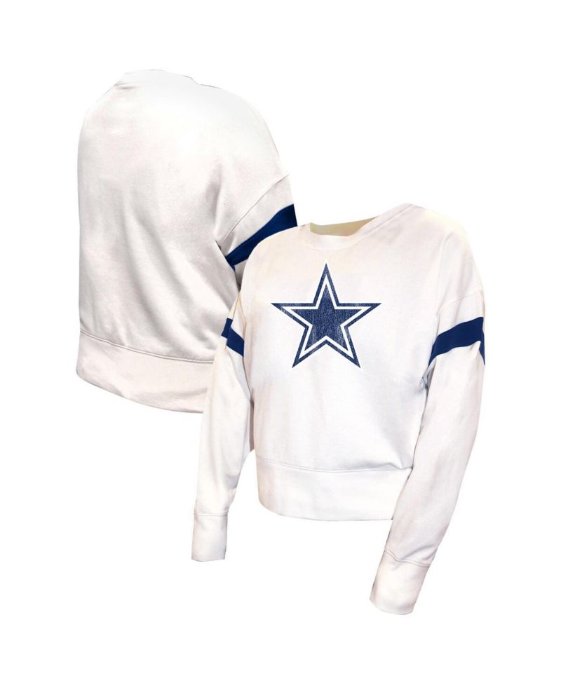 Women's White Dallas Cowboys Plus Size Fleece Pullover Sweatshirt