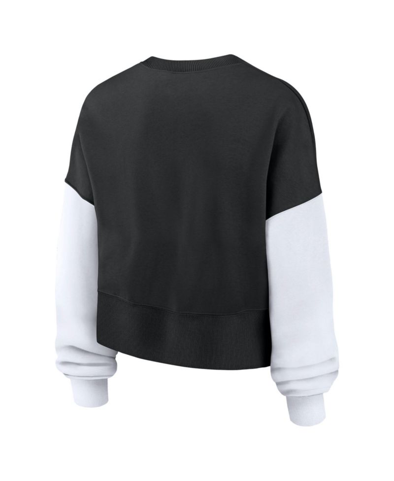 Women's Black New Orleans Saints Oversized Color-Block Pullover Sweatshirt