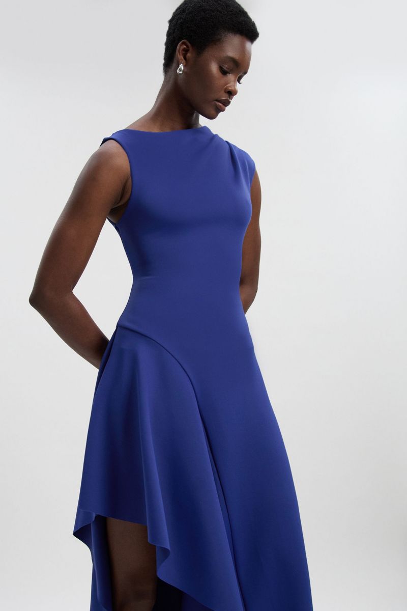Women's Scuba Drama Ruffle Hem Woven Maxi Dress