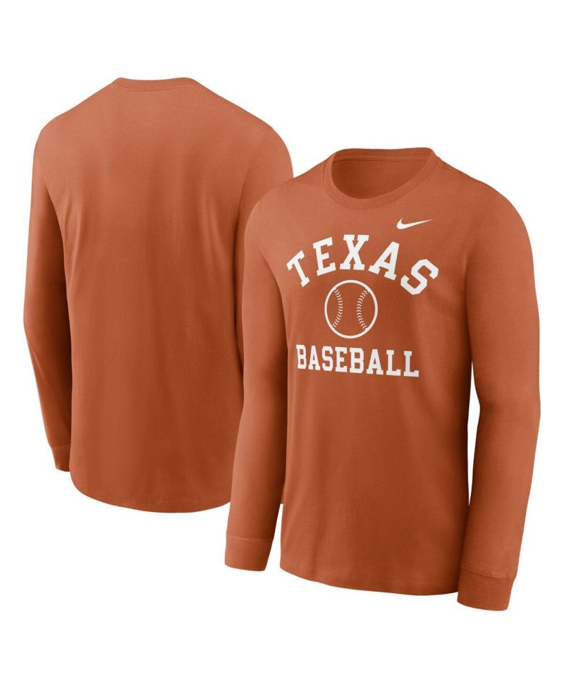 Men's Texas Orange Texas Longhorns Essential Baseball Arch Long Sleeve T-Shirt