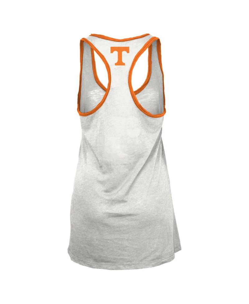 Women's White/Tennessee Orange Tennessee Volunteers Tracy Racerback Burnout Tank Top