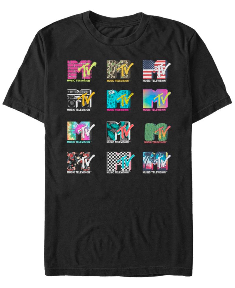 MTV Men's Multi Logo Collage Short Sleeve T-Shirt