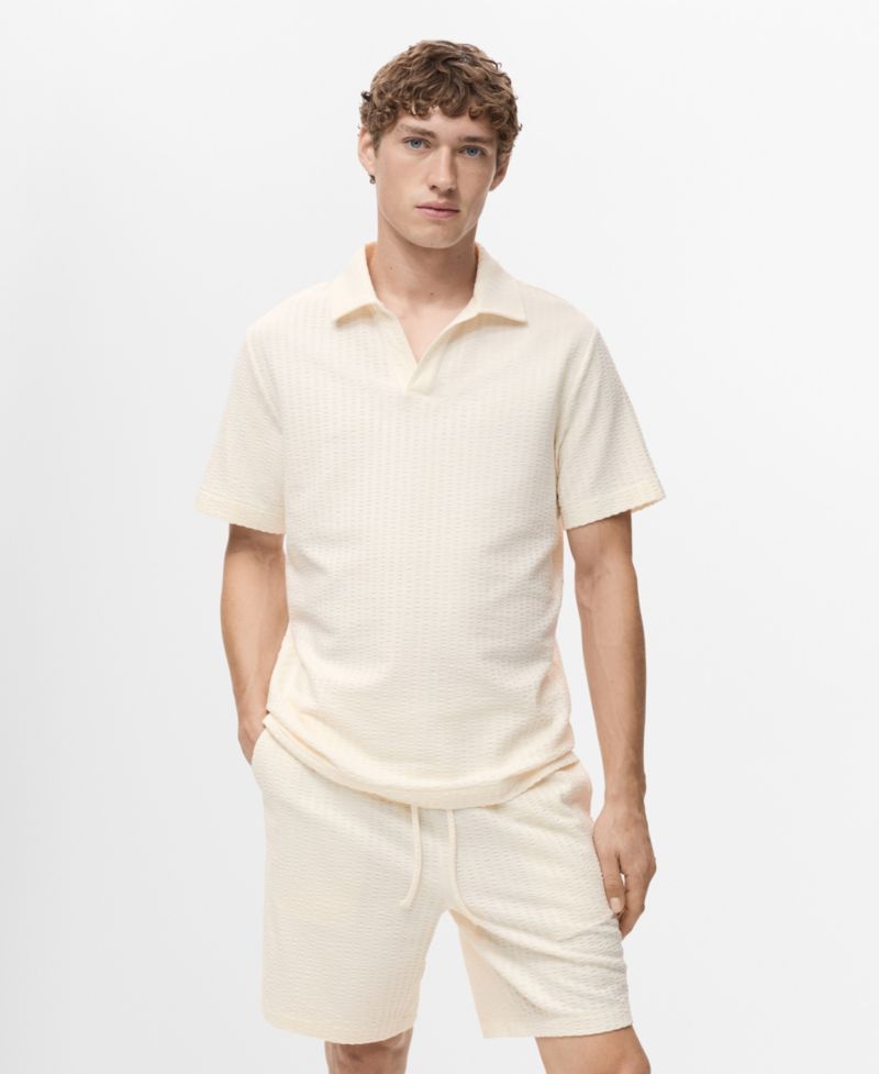 Men's Seersucker Cotton Polo Shirt