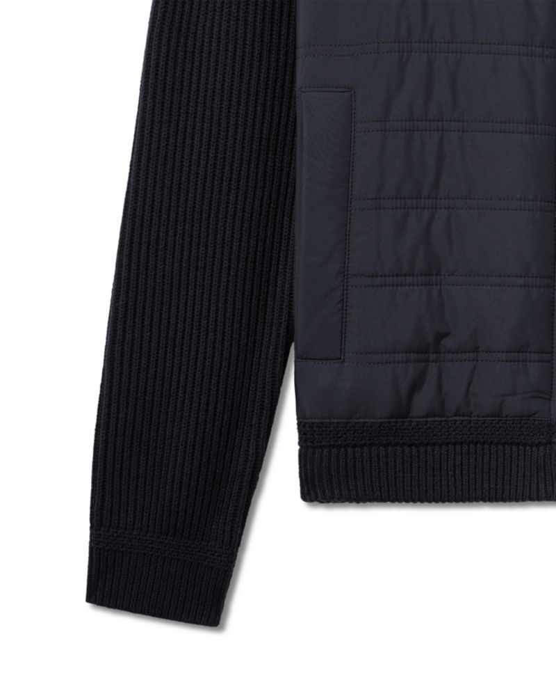 Men's Trainer Hybrid Quilt and Knit Slim-Fit Funnel-Neck Jacket