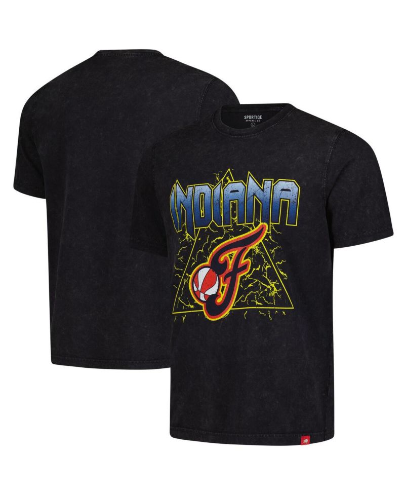 Men's and Women's Black Indiana Fever Rock Roll Collection Angus Mineral Wash T-Shirt