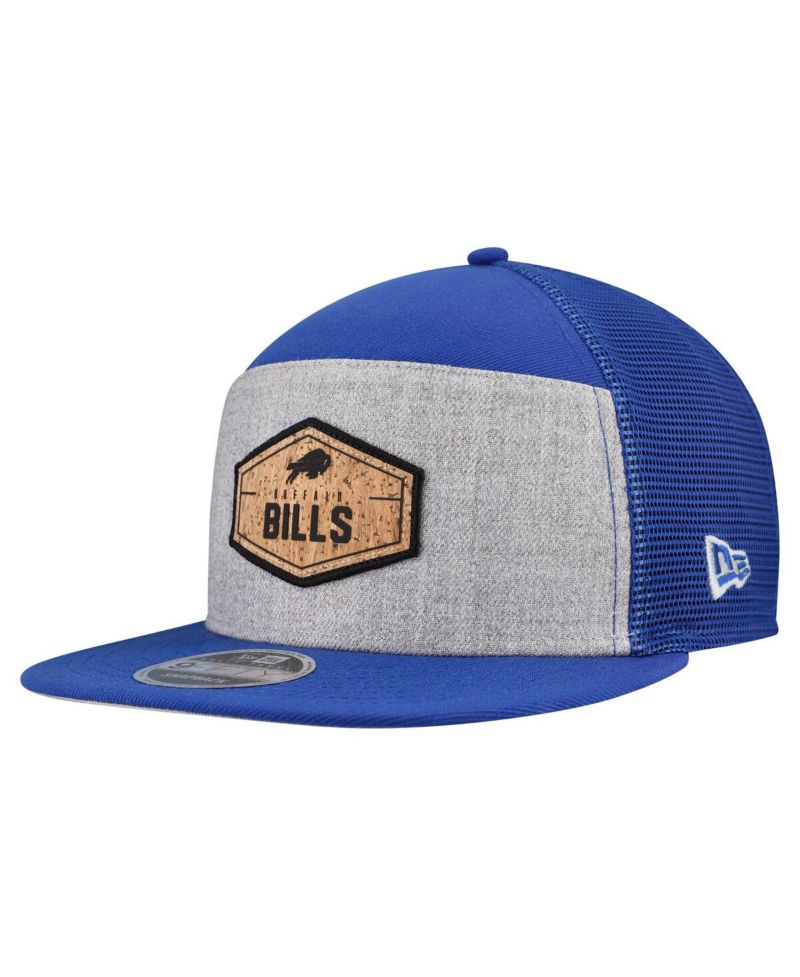 Men's Gray/Royal Buffalo Bills Cork Split Panel 9FIFTY Trucker Snapback Hat