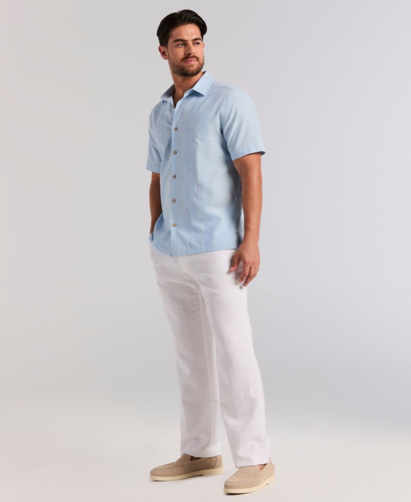 Men's Linen Slub Texture Panel Classic-Fit Shirt