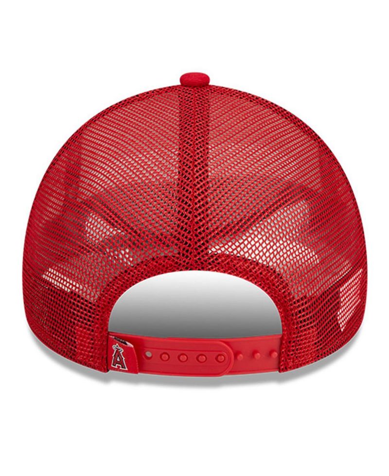 Men's White, Red Los Angeles Angels Stacked A-Frame Trucker 9FORTY Adjustable Hat
