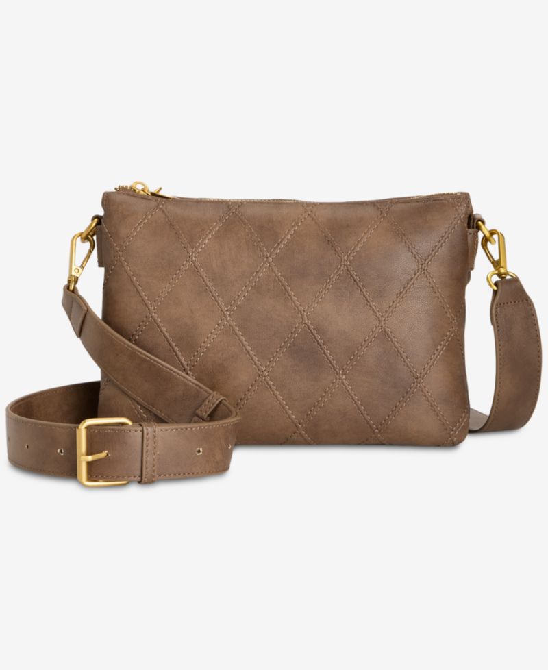 Diamond Quilted Double Compartment Crossbody Bag
