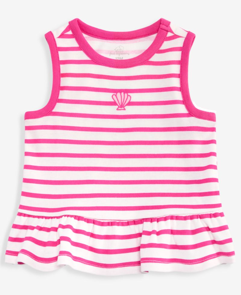 Baby Girls' 3M-24M Mix & Match Seashell Striped Peplum Top