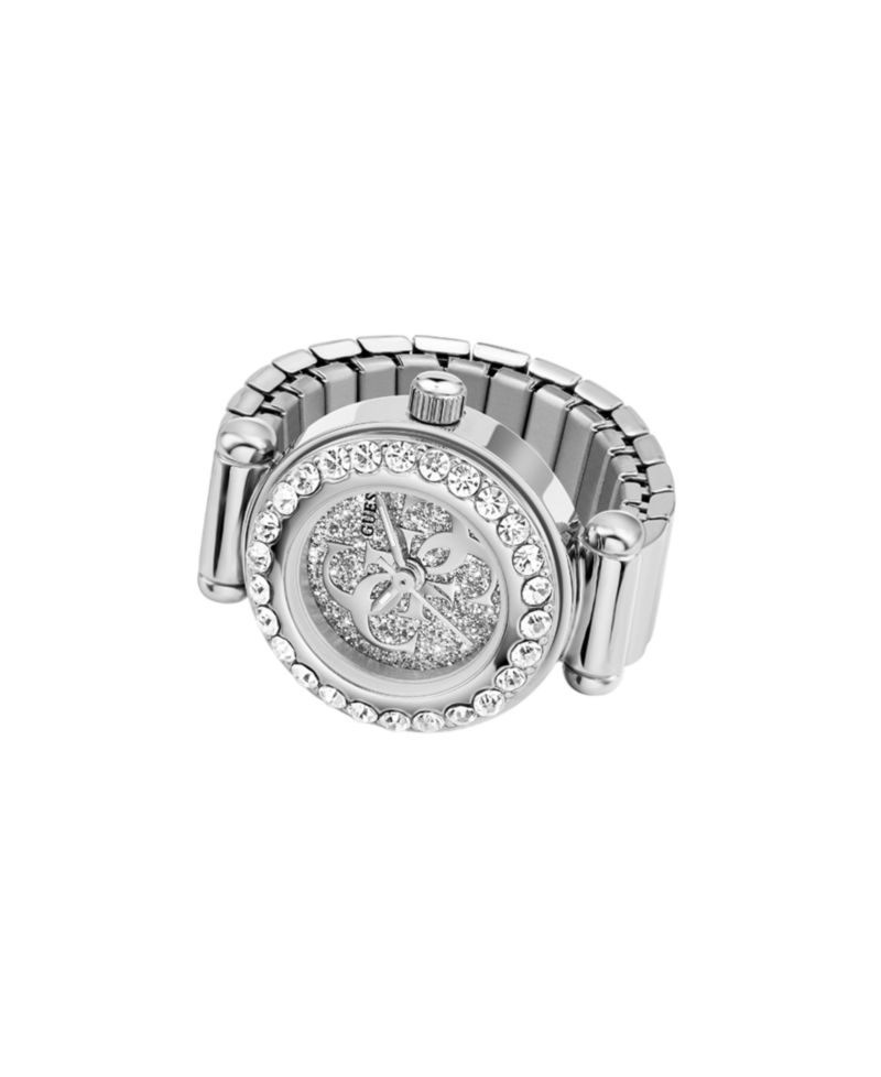 Women's Glitz Silver-Tone Stainless Steel Analog Ring Watch, 18mm