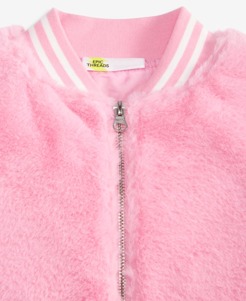 Girls' XS-XL Faux-Fur Varsity Bomber Jacket