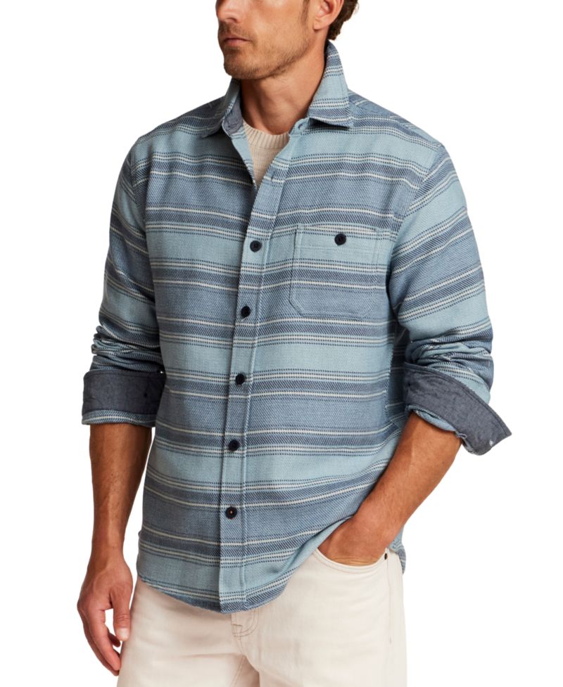 Men's Stripe Twill Flannel Overshirt Jacket