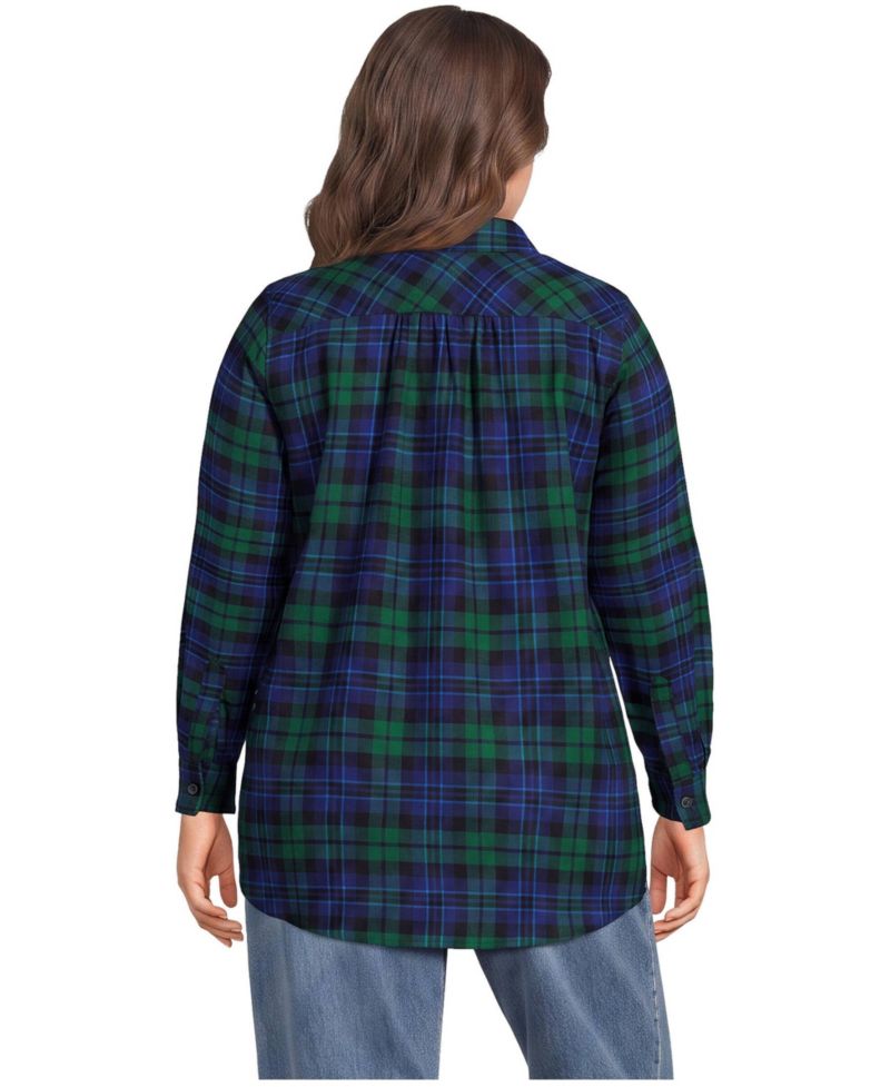 Plus Size Flannel Boyfriend Long Sleeve Shirt