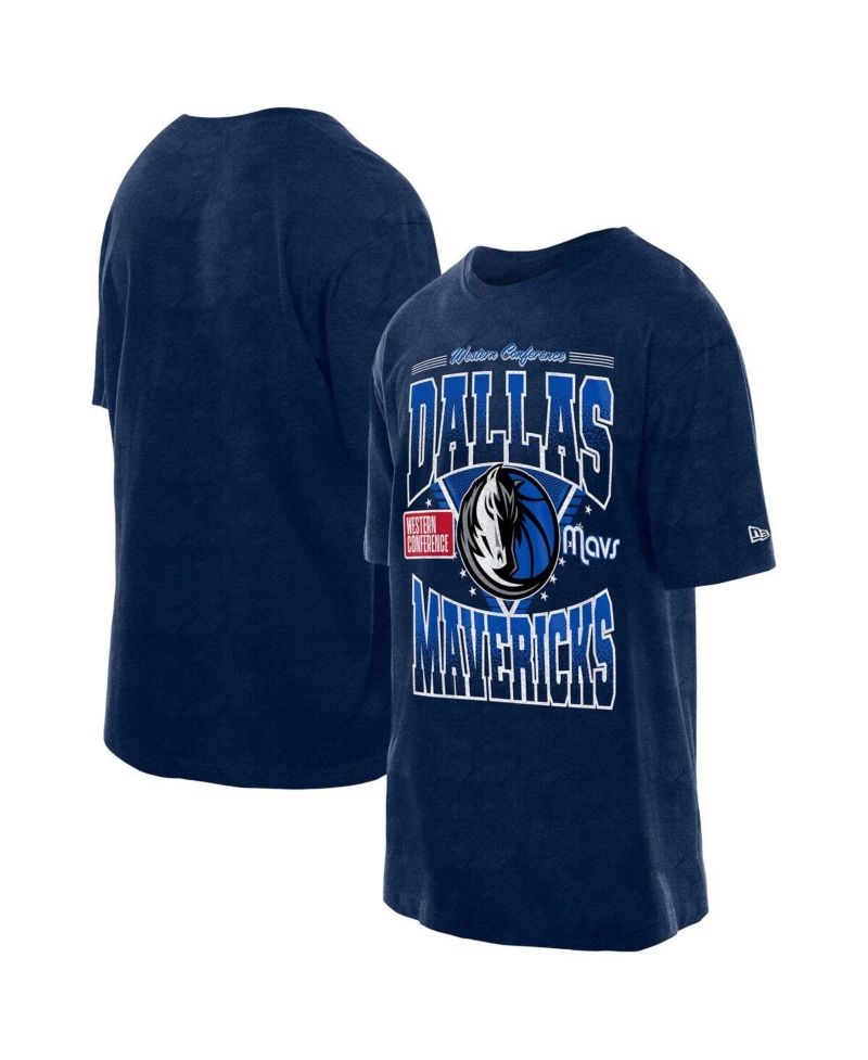 Men's Navy Dallas Mavericks Boxy Old School Sport Vintage Wash T-Shirt