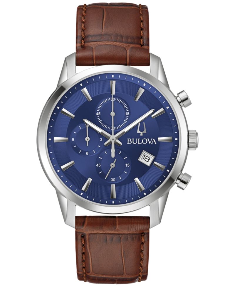 Men's Chronograph Classic Sutton Brown Leather Strap Watch 41mm