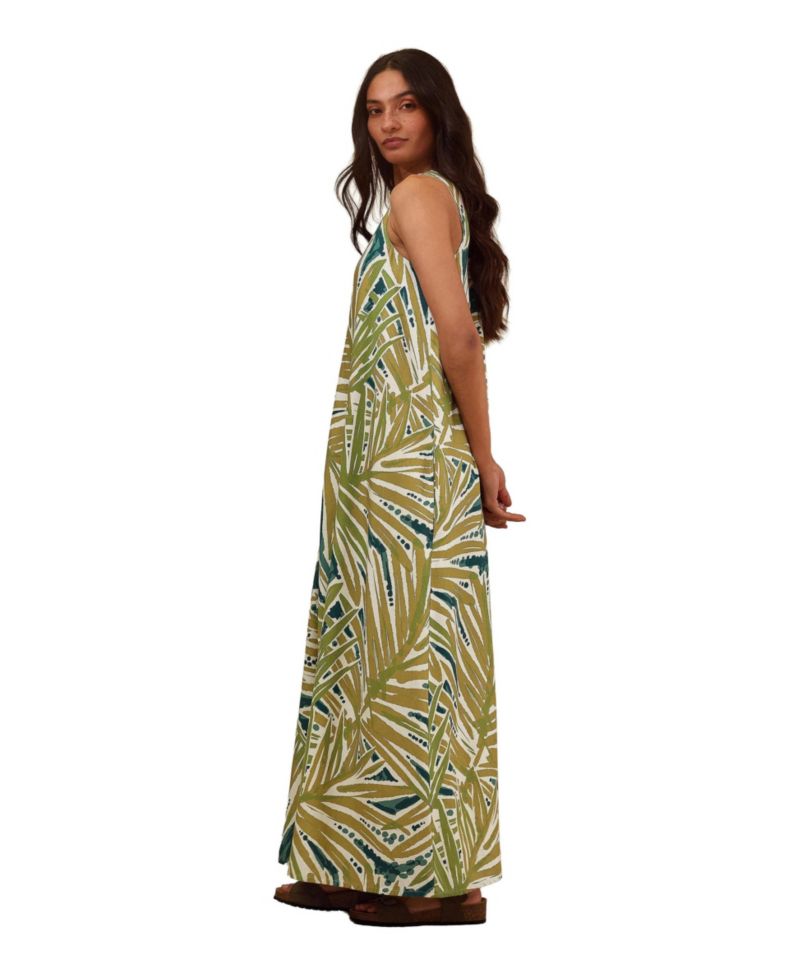 Women's Sleeveless V-Neck Linen Maxi Dress