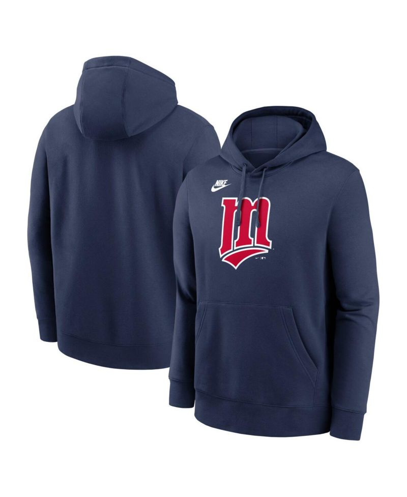 Men's Navy Minnesota Twins Cooperstown Collection Logo Club Pullover Hoodie