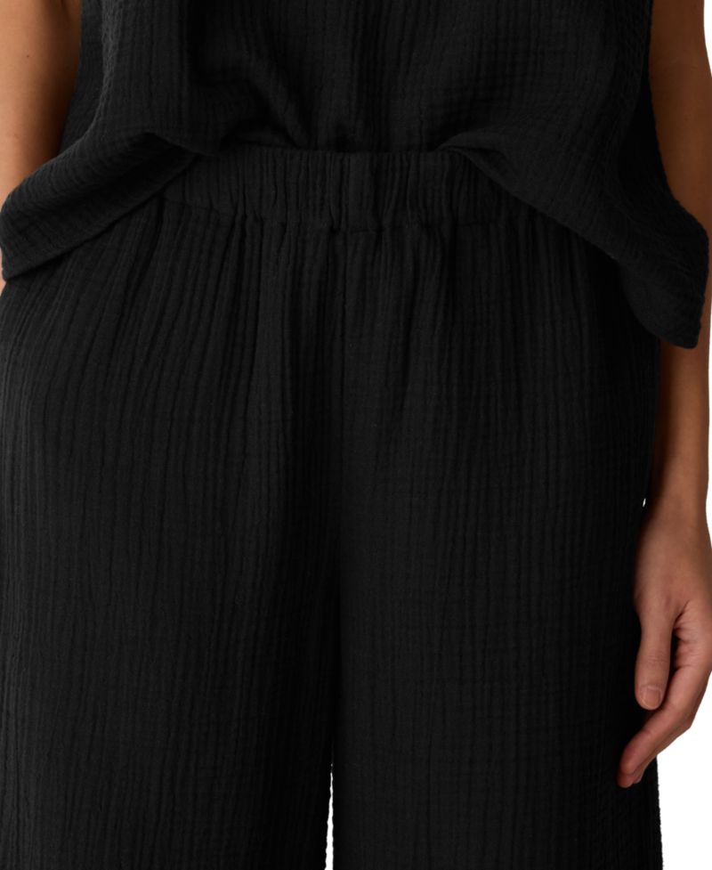 Women's Cotton High-Rise Wide-Leg Pants