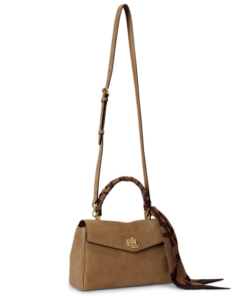Farrah Suede Scarf Trim Small Soft Satchel Bag