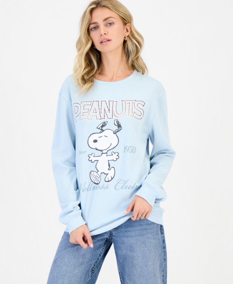 Juniors' Snoopy Wellness Club Graphic Fleece Sweatshirt