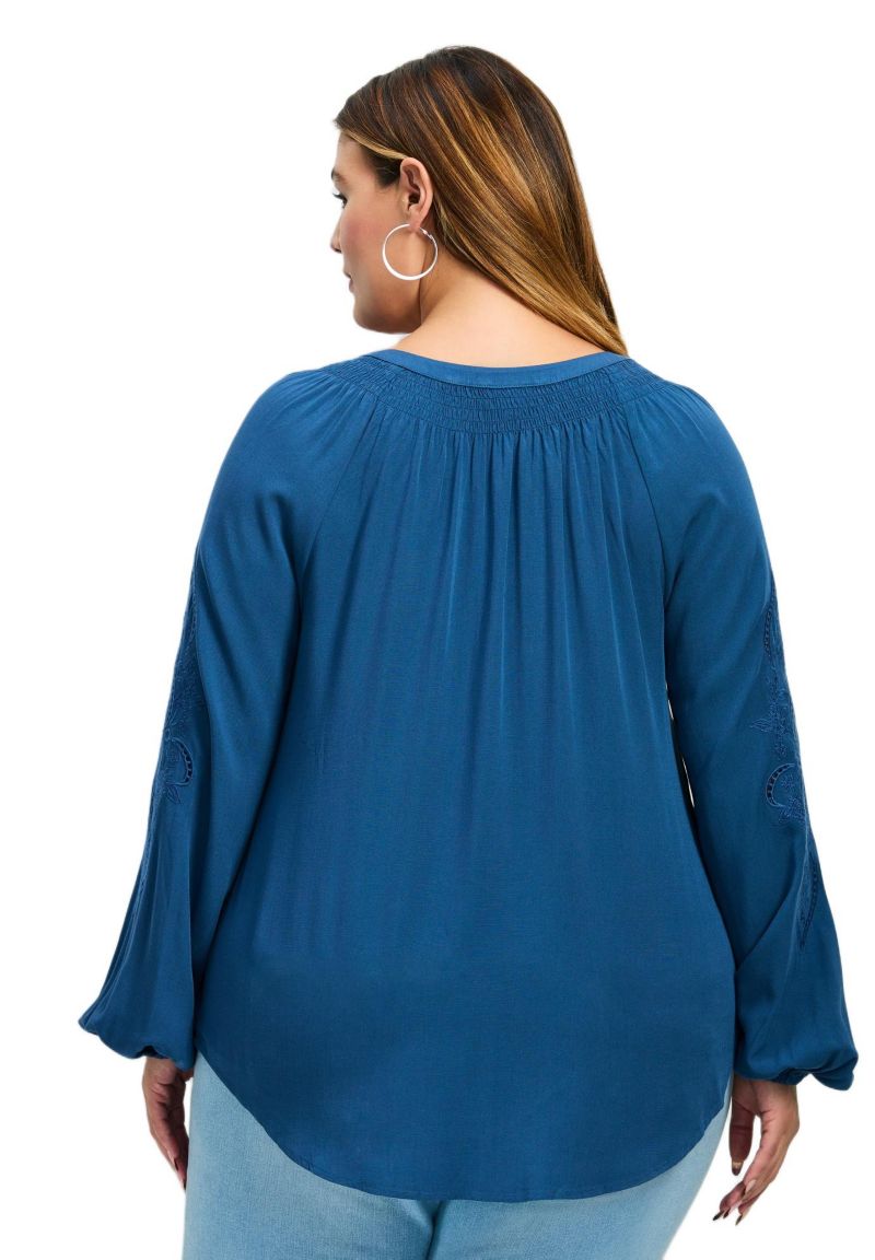 Women's Plus Size Gabby Embroidered Pintuck Shirt