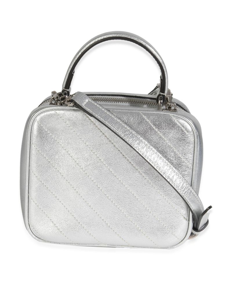 Silver Metallic Sakai Be Green Calfskin Diagonal Stitched Blondie Top Hand