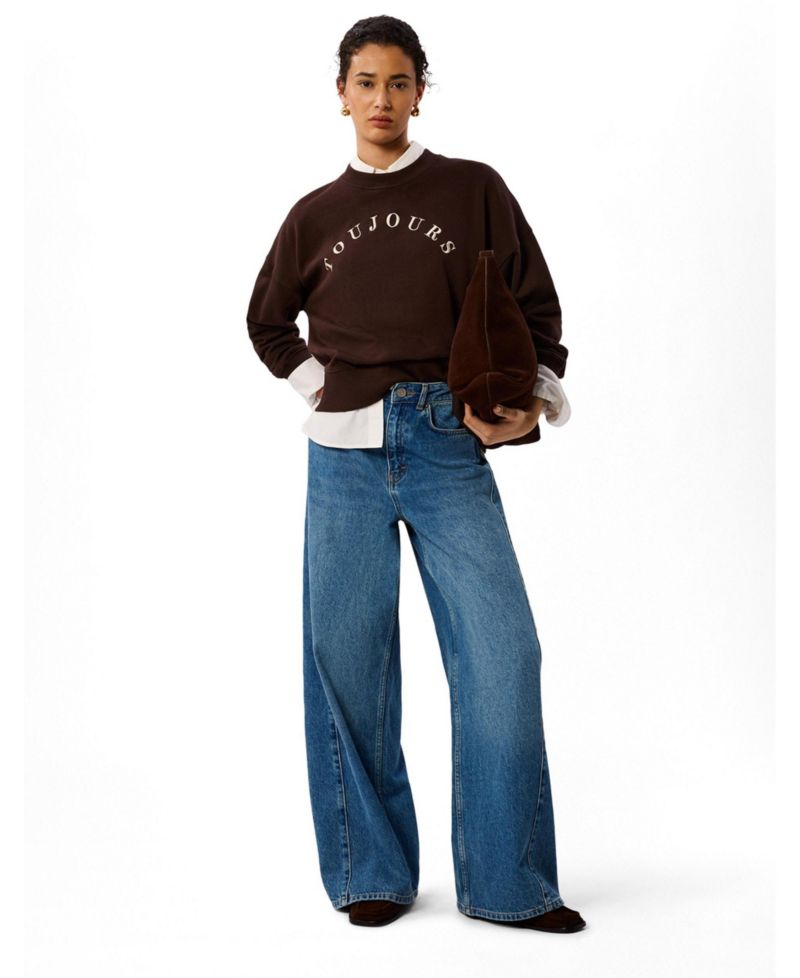 Women's Toujours Logo Relaxed-Fit Crewneck Sweatshirt