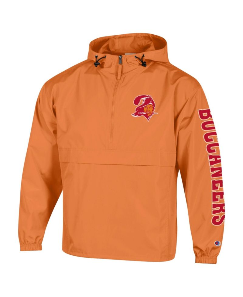 Men's Orange Tampa Bay Buccaneers Packable Hooded Windbreaker Half-Zip Jacket