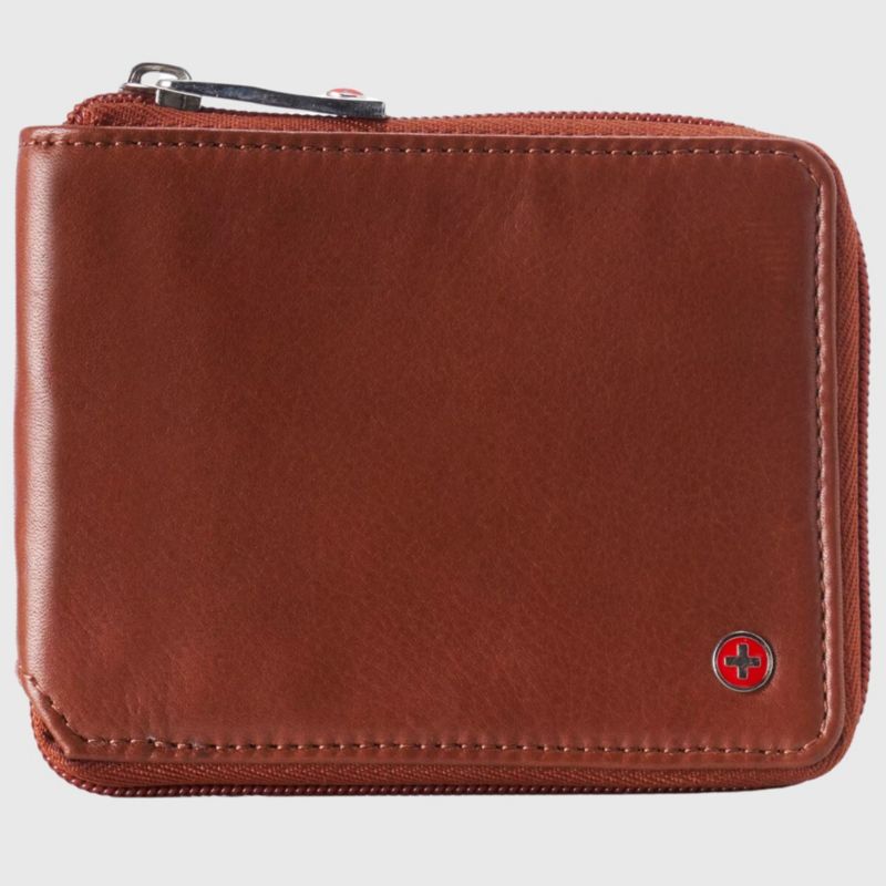 Men's Logan Zipper Bifold Wallet | All-Around Zip Closure | 13 Card Slots 2 Bill Sections | RFID Protected Premium Leather | Gift Box